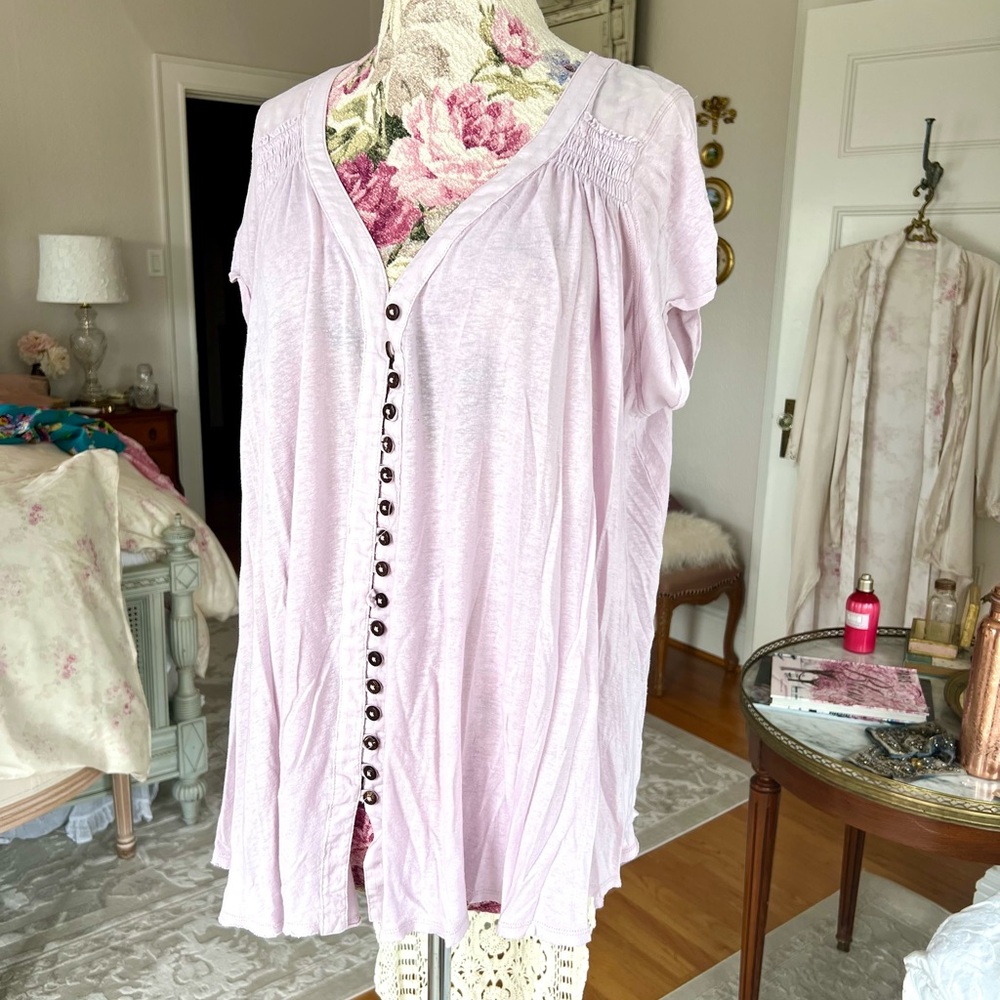 Free People Button light Pink Button-Down Women's Top M
